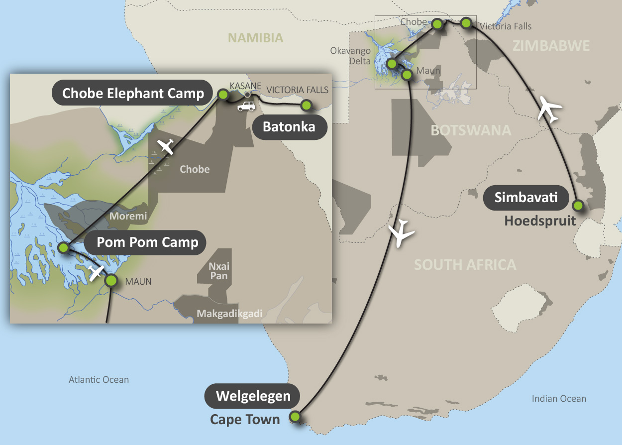 Map of the Grand South Explorer Safari